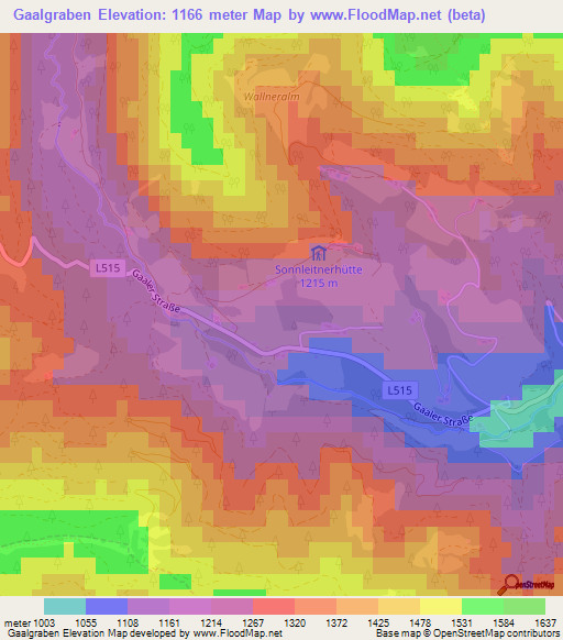 Gaalgraben,Austria Elevation Map