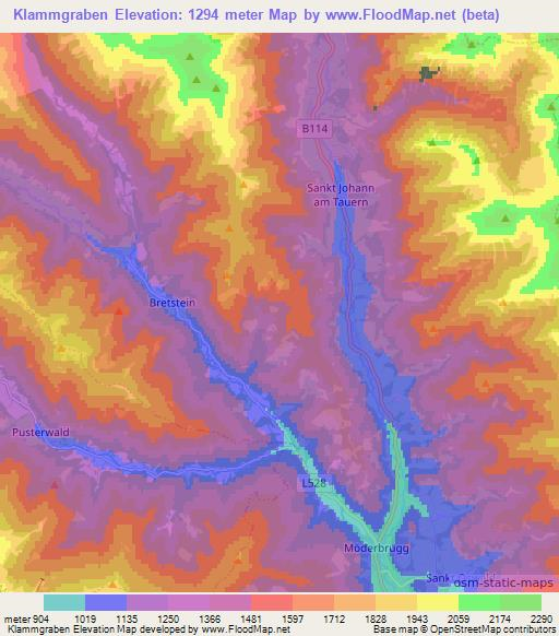 Klammgraben,Austria Elevation Map