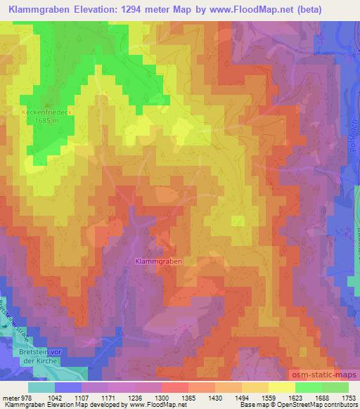 Klammgraben,Austria Elevation Map