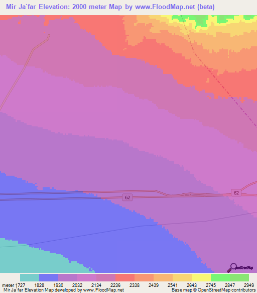 Mir Ja`far,Iran Elevation Map