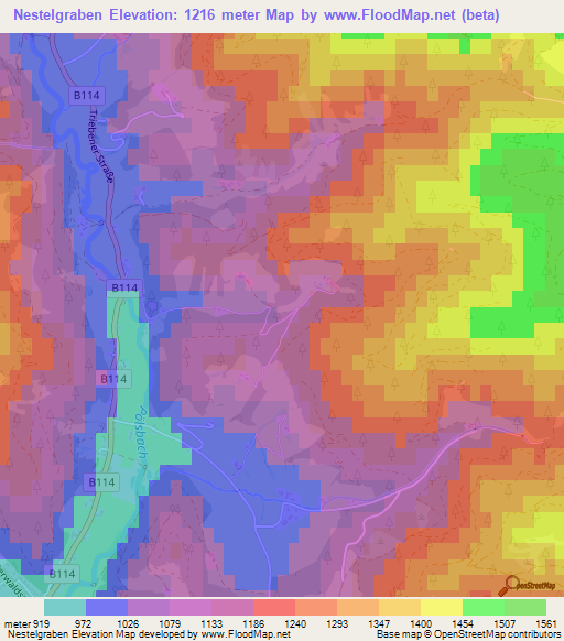 Nestelgraben,Austria Elevation Map