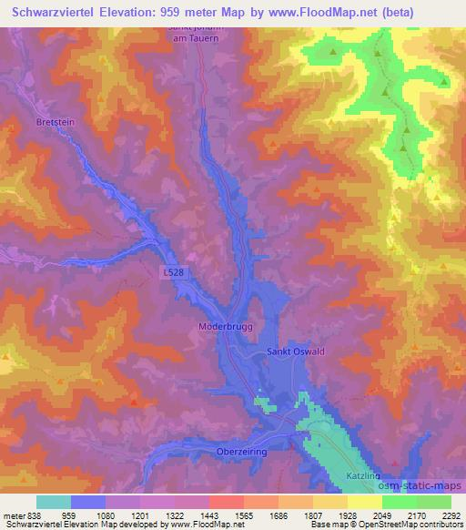 Schwarzviertel,Austria Elevation Map