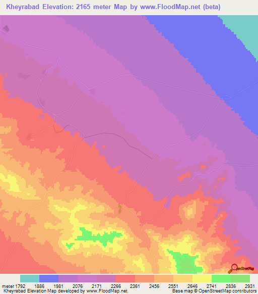 Kheyrabad,Iran Elevation Map