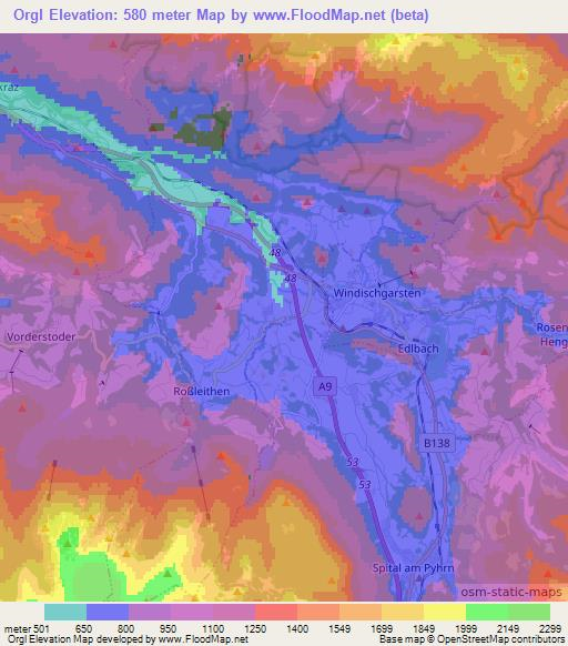 Orgl,Austria Elevation Map