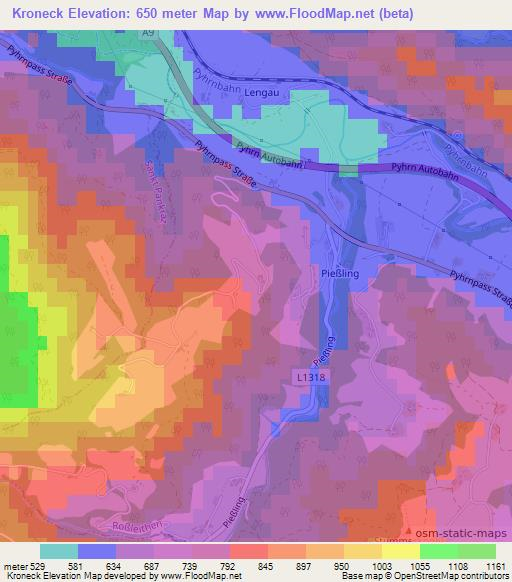Kroneck,Austria Elevation Map