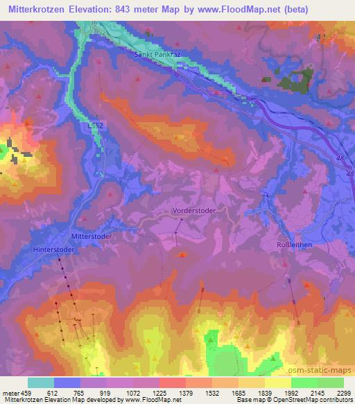 Mitterkrotzen,Austria Elevation Map