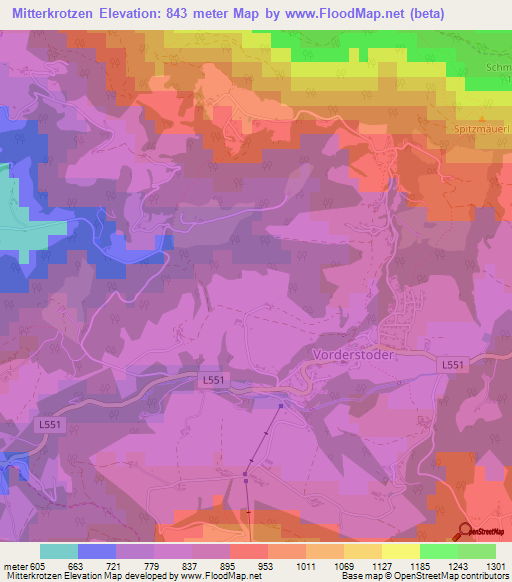 Mitterkrotzen,Austria Elevation Map