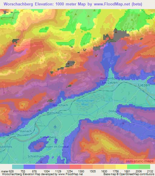 Worschachberg,Austria Elevation Map