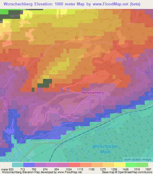 Worschachberg,Austria Elevation Map