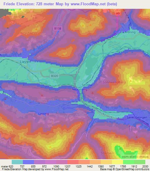 Friede,Austria Elevation Map