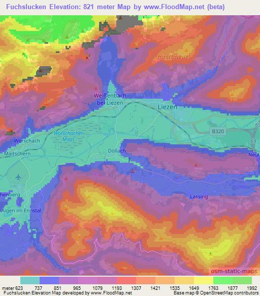 Fuchslucken,Austria Elevation Map