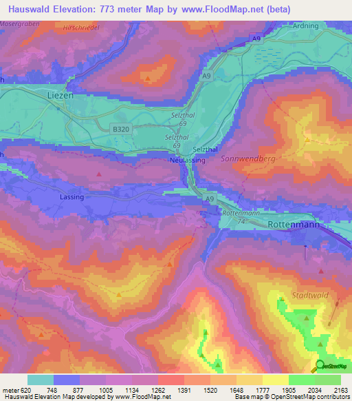 Hauswald,Austria Elevation Map