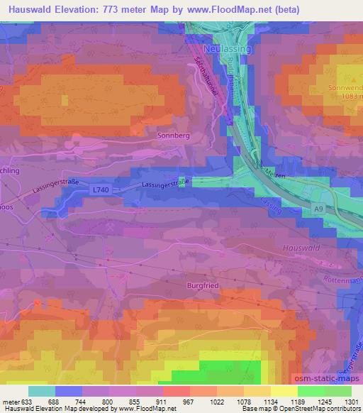Hauswald,Austria Elevation Map