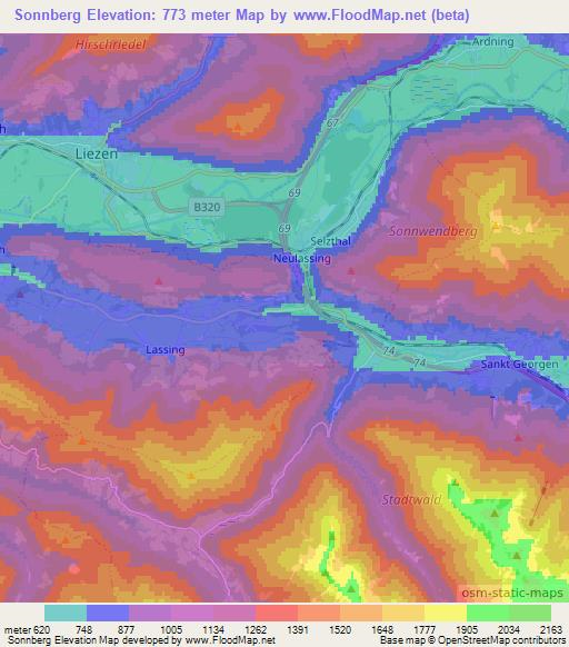 Sonnberg,Austria Elevation Map