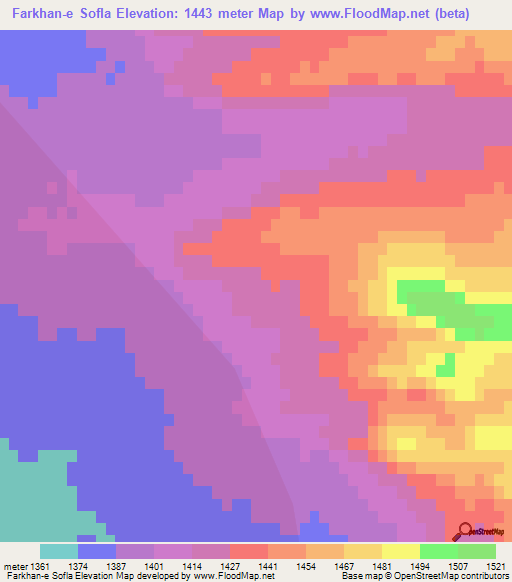 Farkhan-e Sofla,Iran Elevation Map