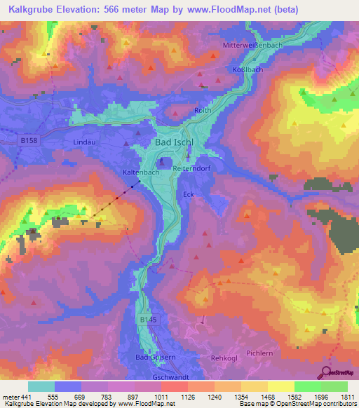 Kalkgrube,Austria Elevation Map