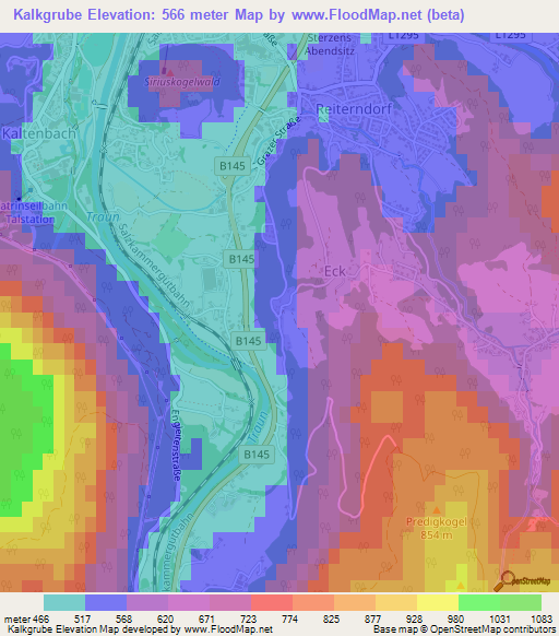 Kalkgrube,Austria Elevation Map
