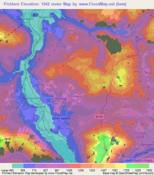 Pichlern,Austria Elevation Map