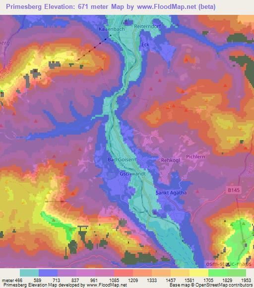Primesberg,Austria Elevation Map