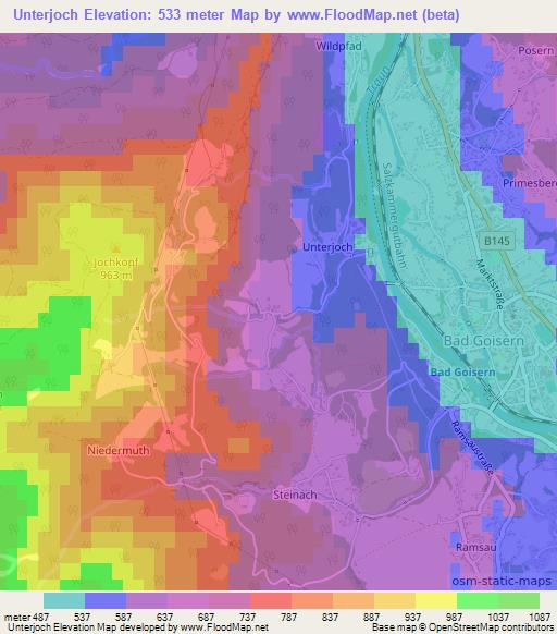 Unterjoch,Austria Elevation Map