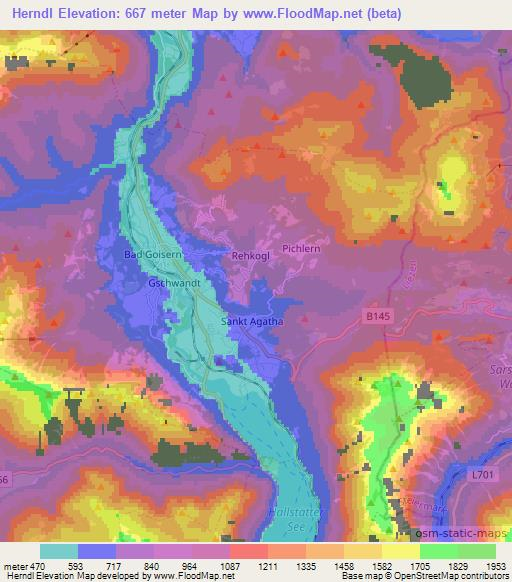 Herndl,Austria Elevation Map