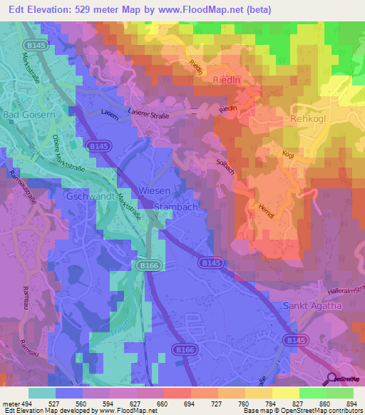 Edt,Austria Elevation Map