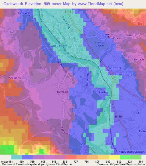 Gschwandt,Austria Elevation Map