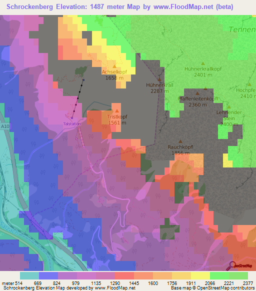 Schrockenberg,Austria Elevation Map