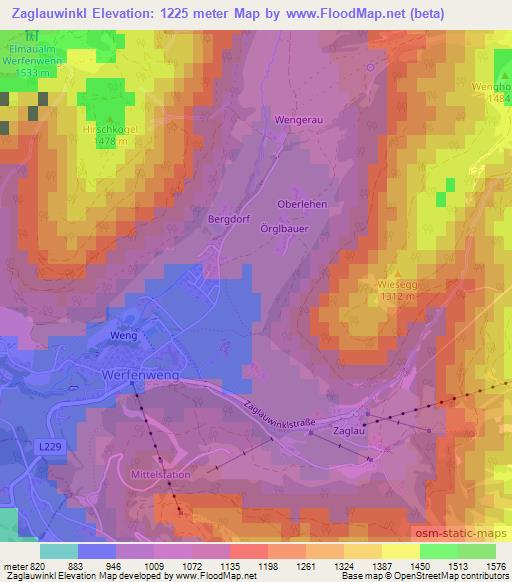 Zaglauwinkl,Austria Elevation Map
