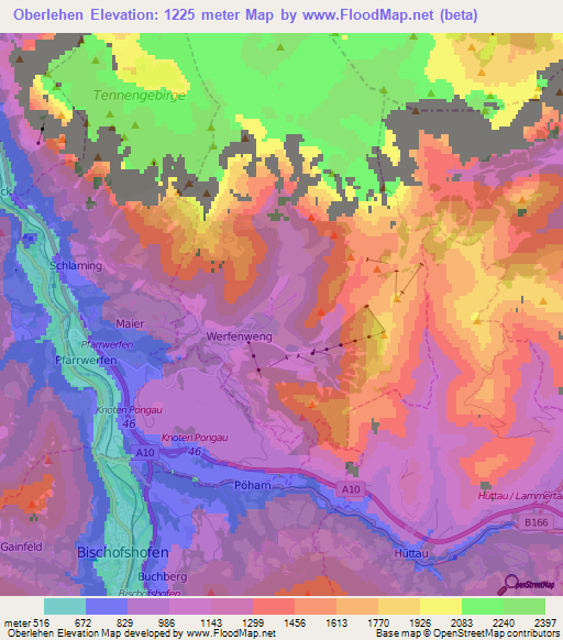 Oberlehen,Austria Elevation Map