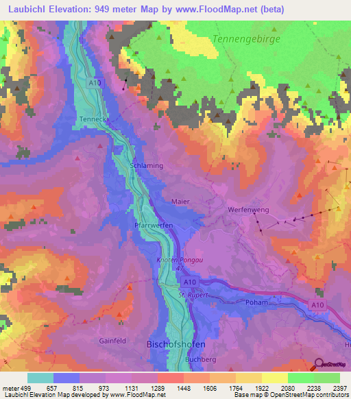 Laubichl,Austria Elevation Map