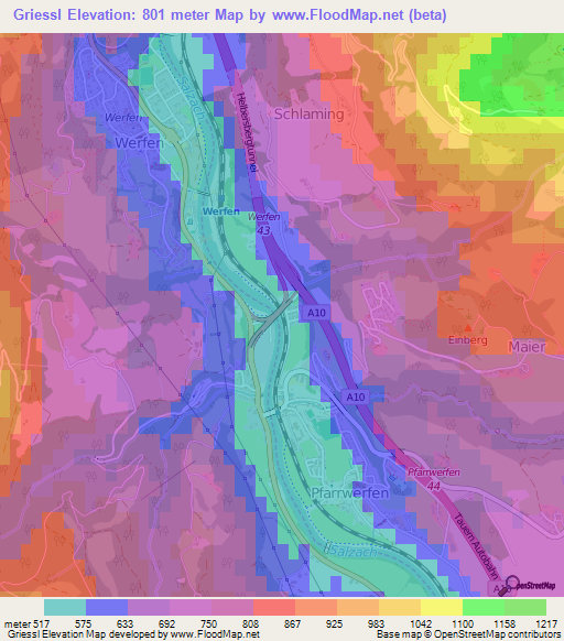 Griessl,Austria Elevation Map