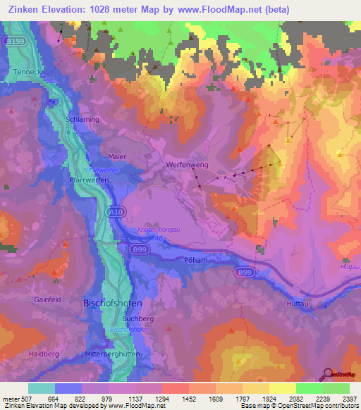 Zinken,Austria Elevation Map