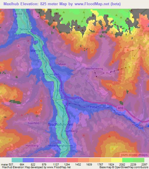 Maxlhub,Austria Elevation Map