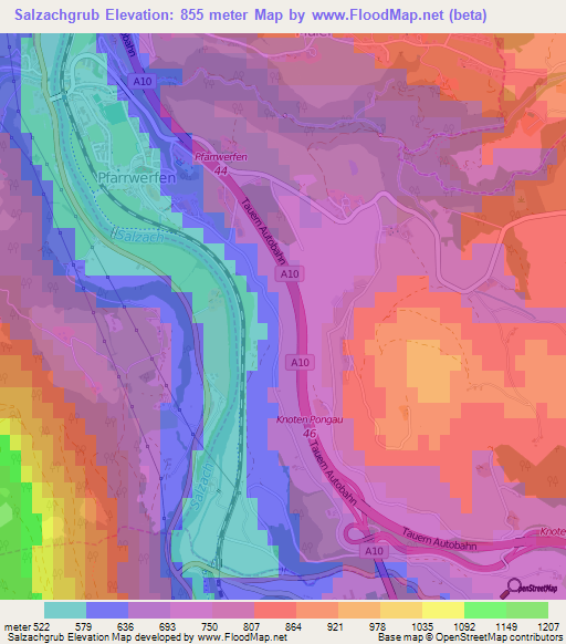 Salzachgrub,Austria Elevation Map