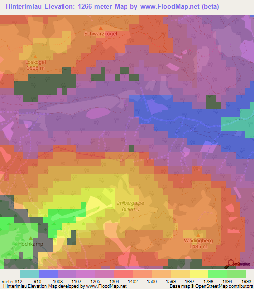 Hinterimlau,Austria Elevation Map