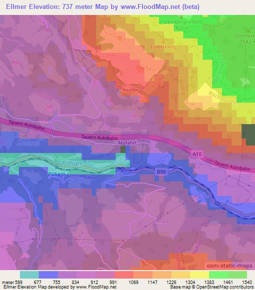 Ellmer,Austria Elevation Map