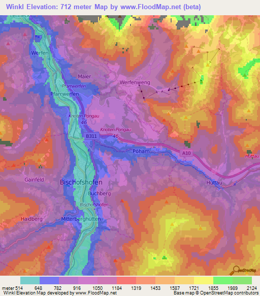 Winkl,Austria Elevation Map