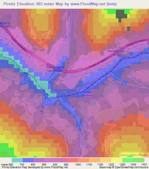 Pirnitz,Austria Elevation Map