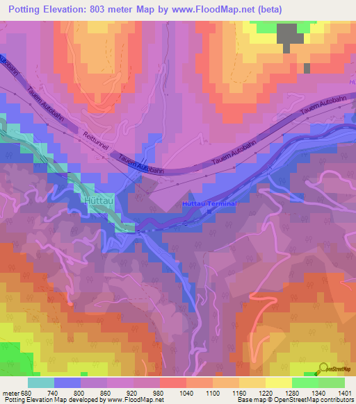 Potting,Austria Elevation Map