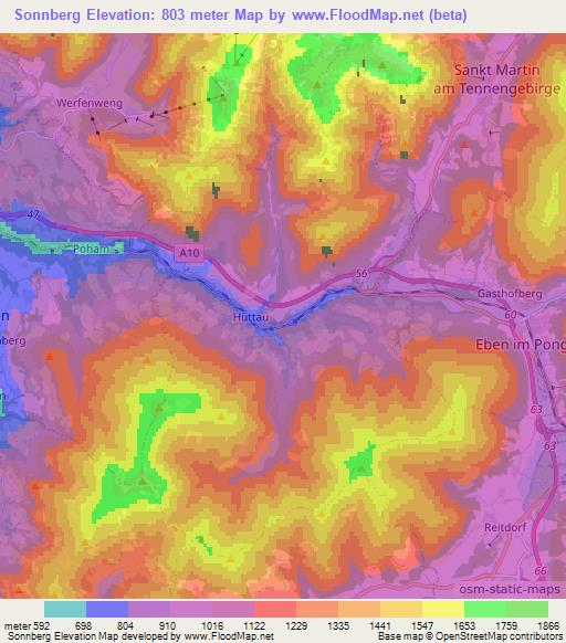 Sonnberg,Austria Elevation Map
