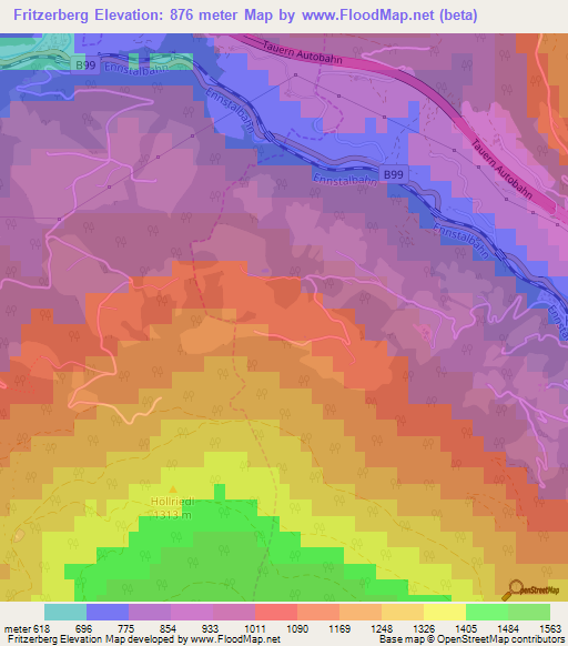 Fritzerberg,Austria Elevation Map
