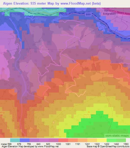 Aigen,Austria Elevation Map