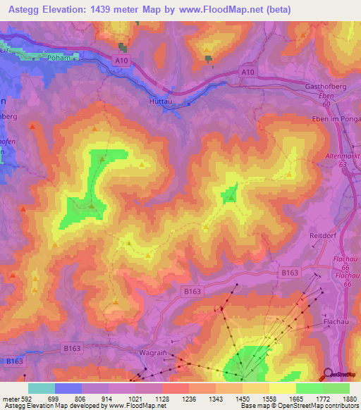 Astegg,Austria Elevation Map