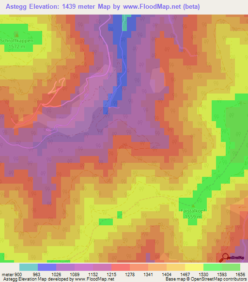 Astegg,Austria Elevation Map