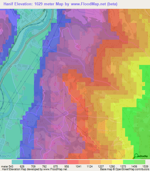 Hanif,Austria Elevation Map