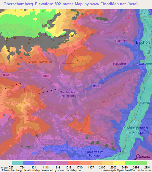 Oberschamberg,Austria Elevation Map