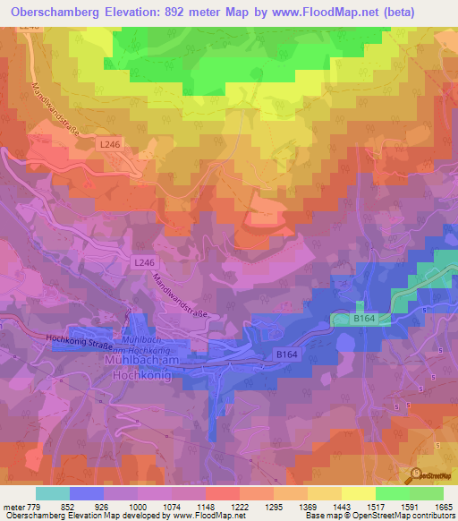 Oberschamberg,Austria Elevation Map