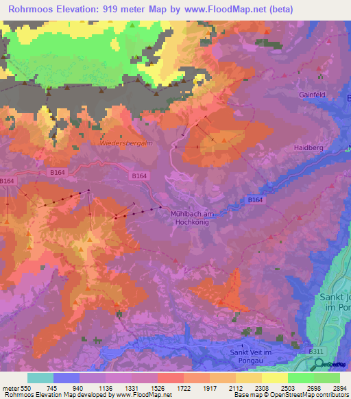 Rohrmoos,Austria Elevation Map