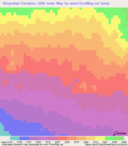 Kheyrabad,Iran Elevation Map